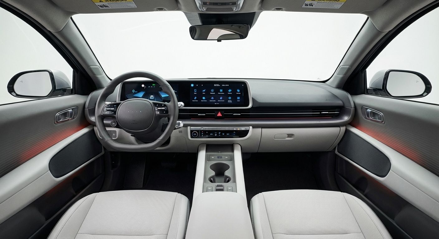Hyundai Ioniq 6 2025 interior with curved, cocooning dashboard design