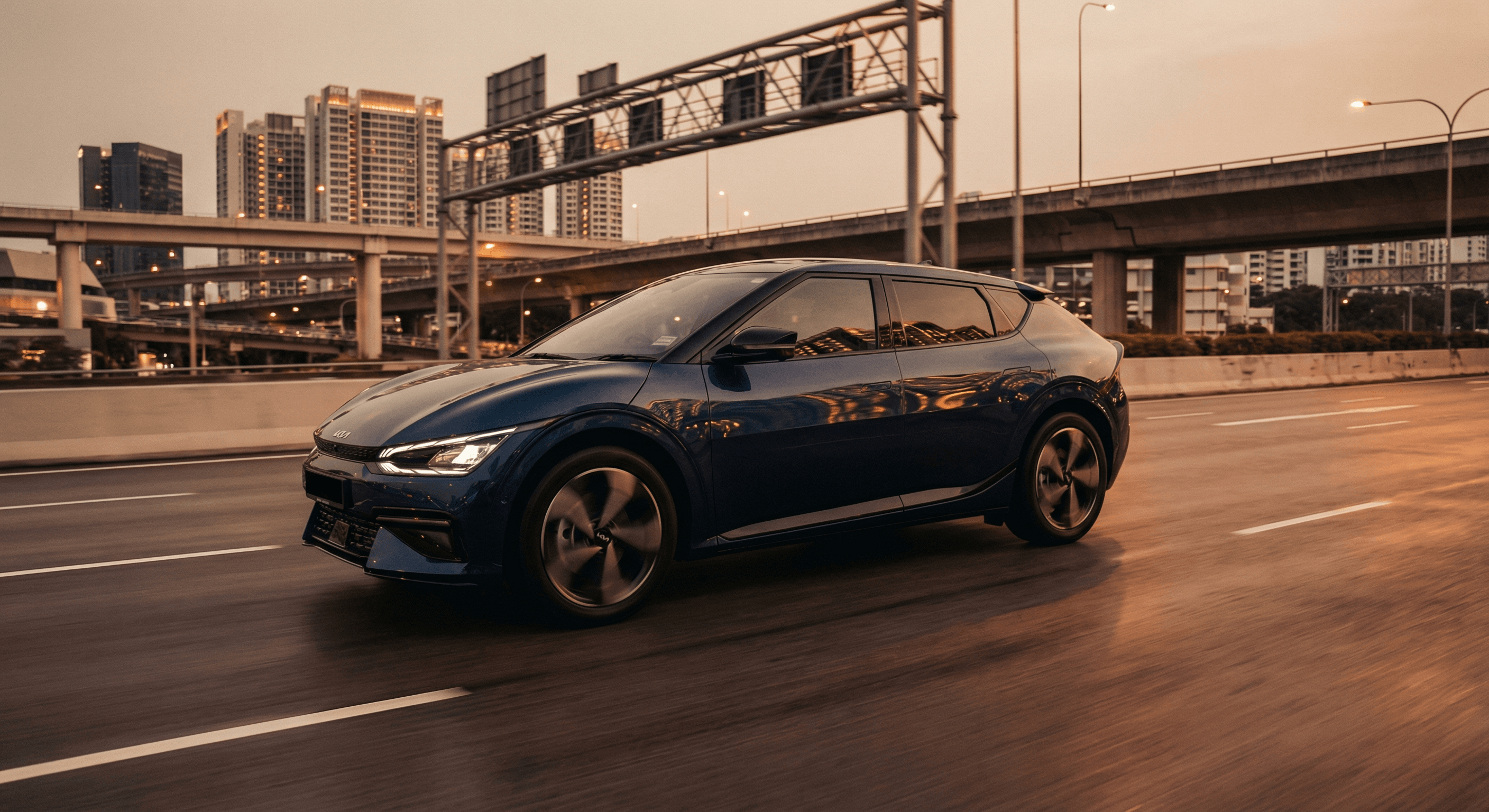 Kia EV6 2025 driving Singapore expressway