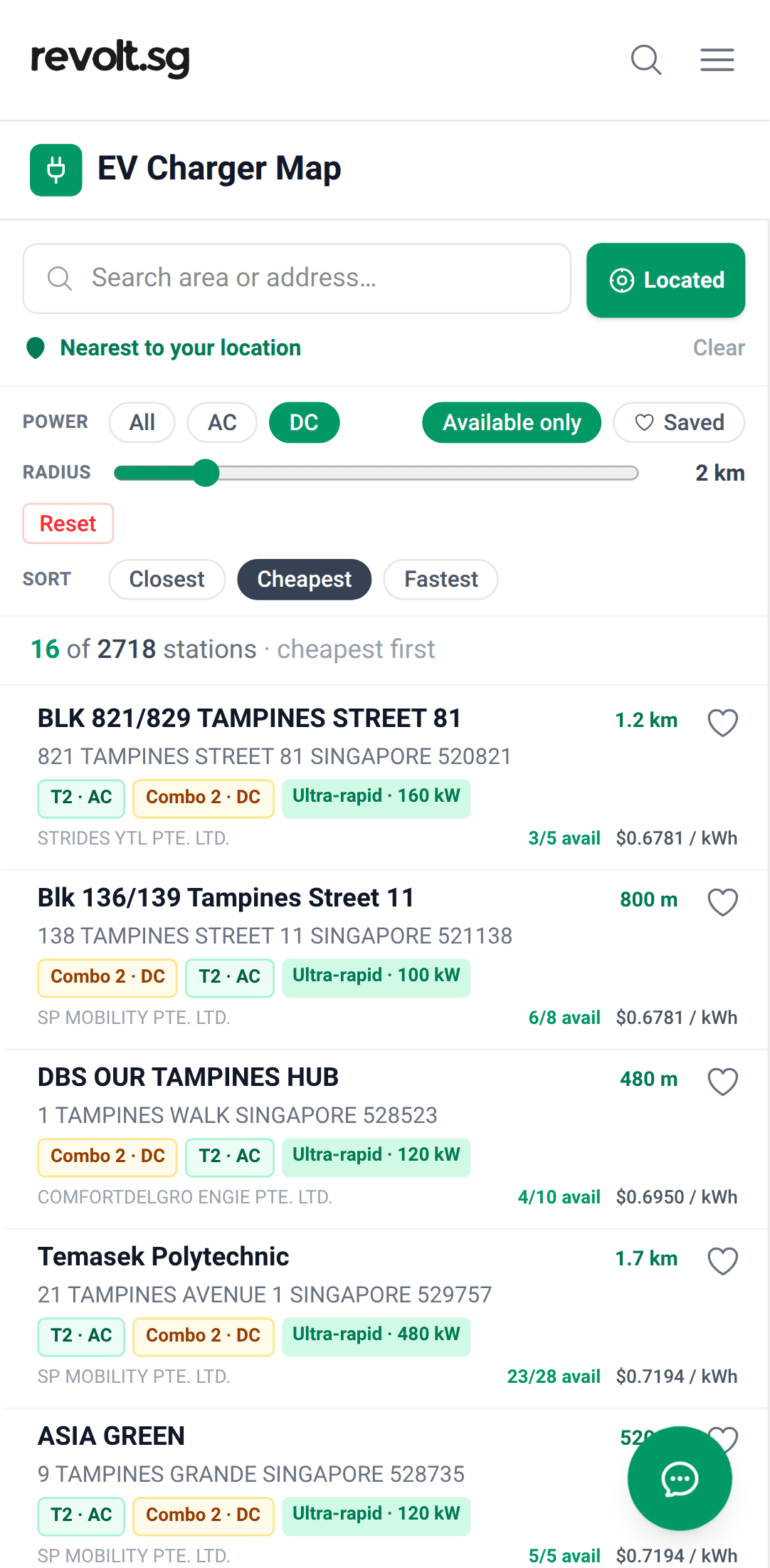 DC + Available only + cheapest sort applied